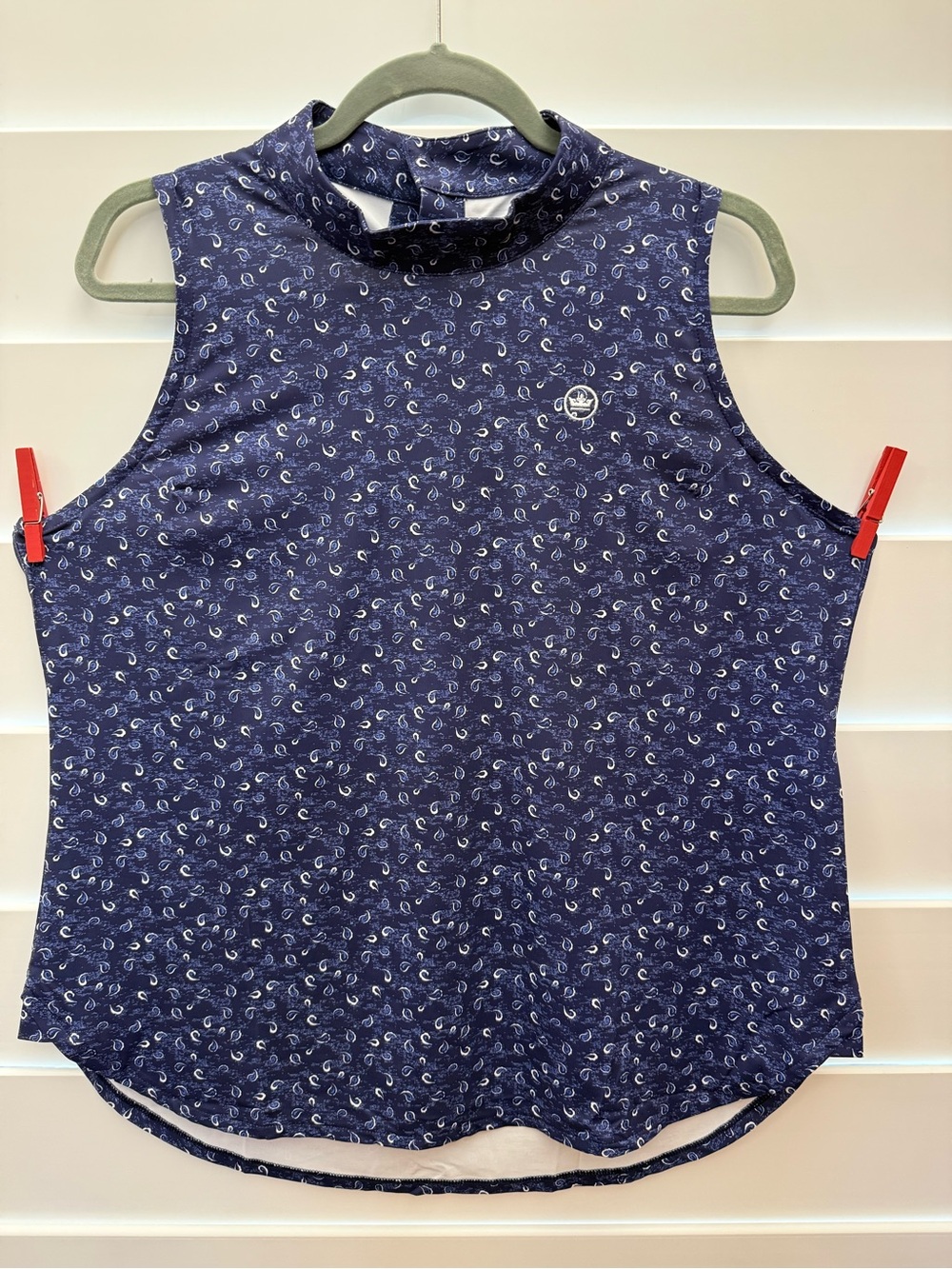 Peter Millar Navy and White Paisley-Print Top